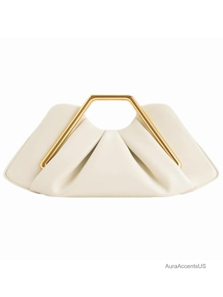 Elegant Cloud-Shaped Faux Leather Clutch With Magnetic Snap Closure